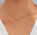 Collier d'amour double coeur creux